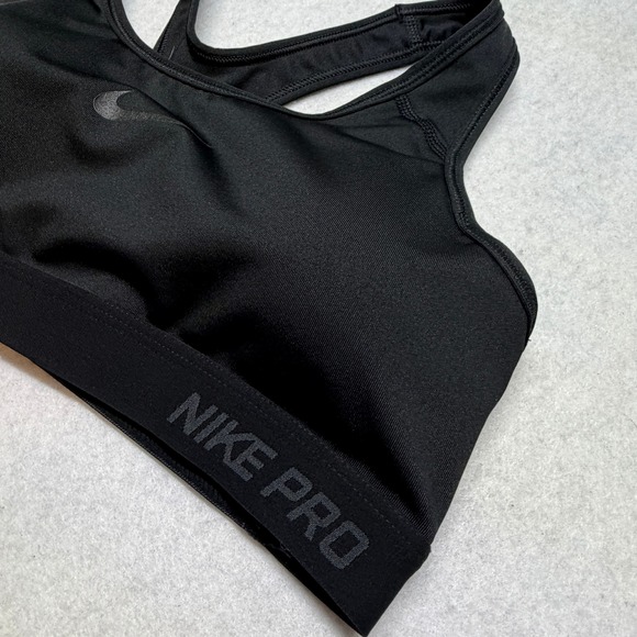 Nike Pro Sports Bra Racerback Dri-FIT Performance Padded Black Womens Size M - Picture 2 of 7